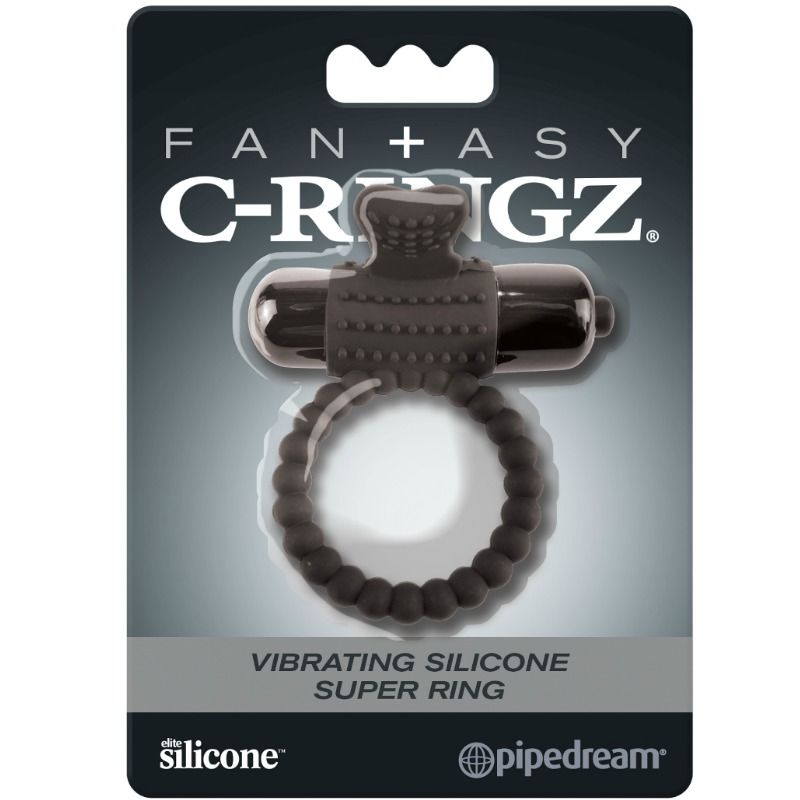 FANTASY C-RINGZ – Anneau vibrant en silicone noir fantasy c-ring