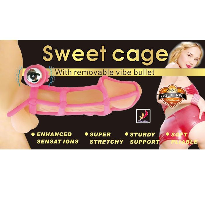 BAILE Sweet – Copertura e anello in silicone dolci 10 ritmi per il pene Rosa