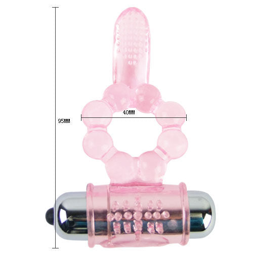 BAILE – Anello in silicone 10 ritmi di lingua con vibrazione rosa