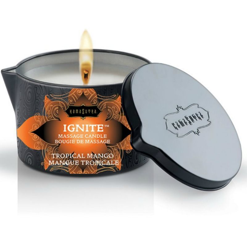KAMASUTRA Massagekerze – mit tropischem Mangoduft, 170 g