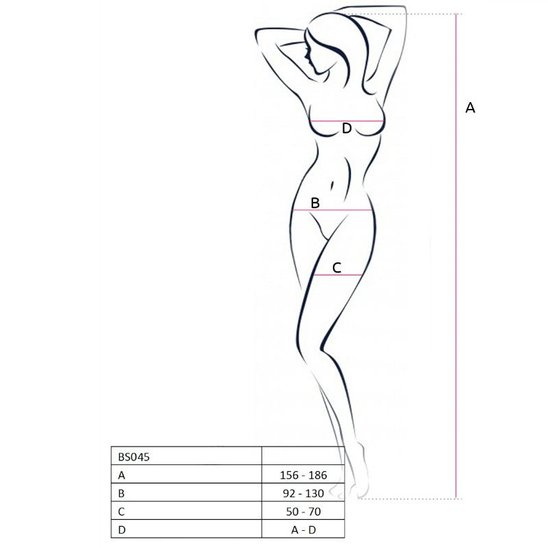 PASSION Woman BS045 – Bodystocking mit Stickerei, schwarz, Einheitsgrösse