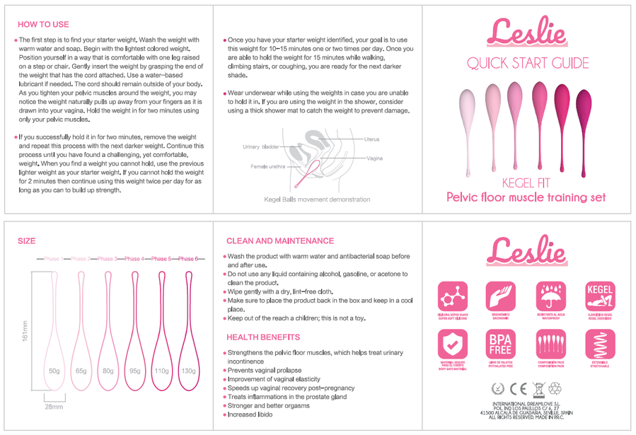 LESLIE Kegel Fit – Beckenbodentrainer-Set, 6-teilig