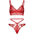 LEG AVENUE Spitzen-Bralette-Set – mit Tanga, rot, Grösse M/L