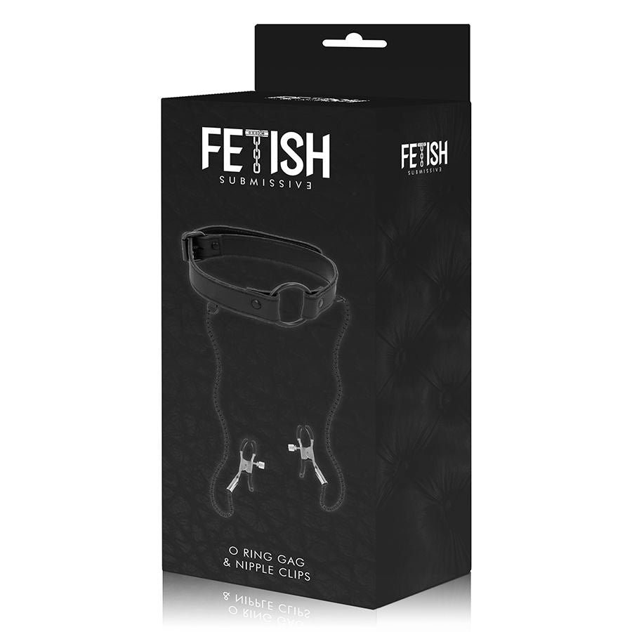 FETISH SUBMISSIVE – Gag ring with nipple clamps