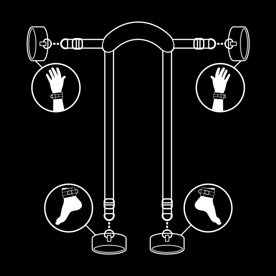FETISH SUBMISSIVE Meisterposition-Set – 4-teiliges Fesseln-Set mit Neopren-Futter