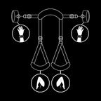 FETISH SUBMISSIVE Offene-Beine-Set – Fesseln mit Halsgeschirr, Neopren-Futter