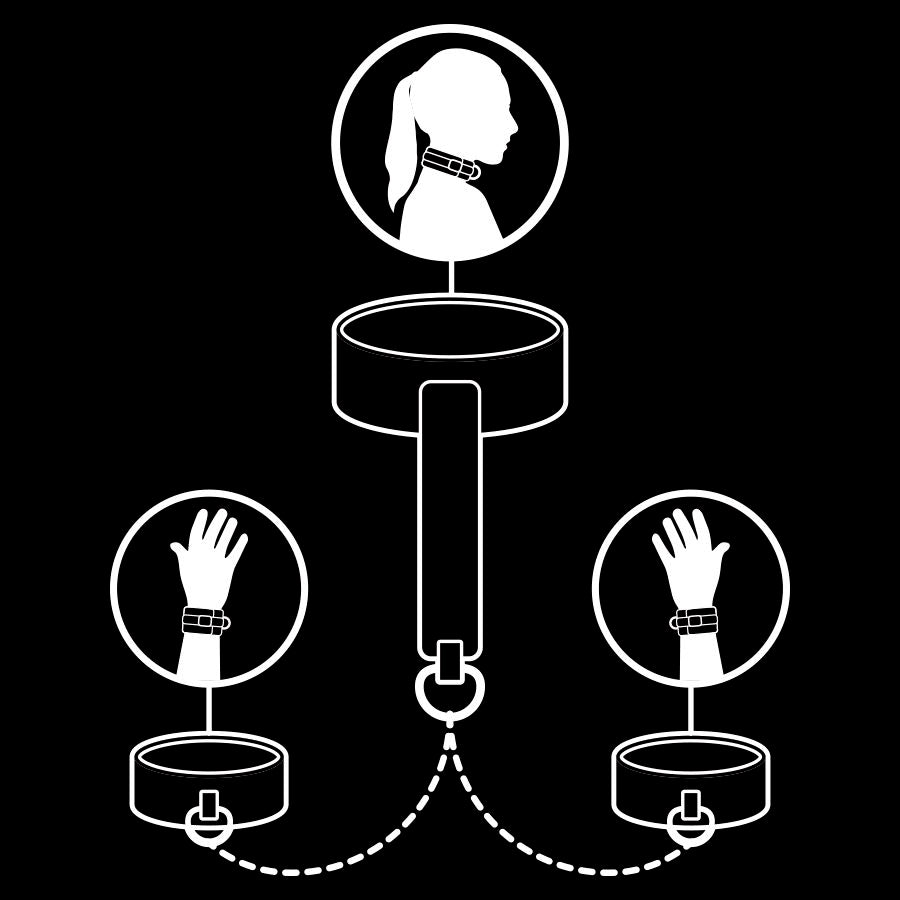 FETISH SUBMISSIVE – Vegan leather necklace and handcuffs with noprene lining