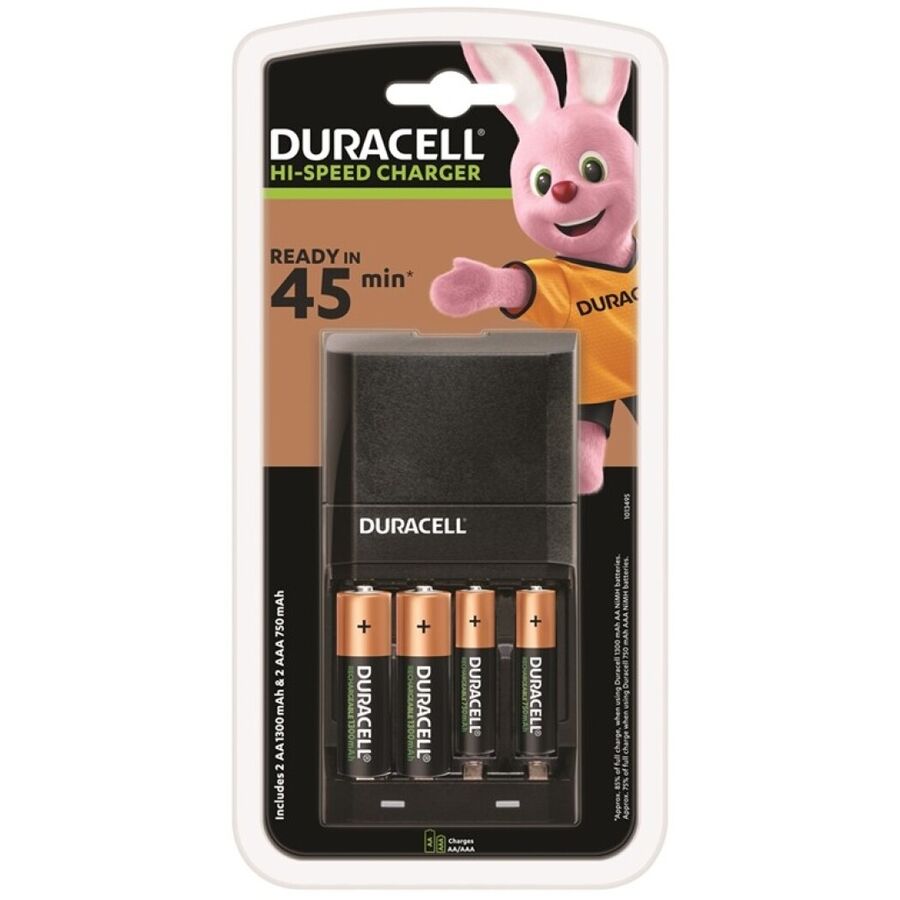 DURACELL fast charger – 45 Min., incl. 2xAA and 2xAAA rechargeable batteries