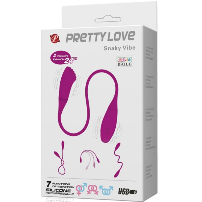 PRETTY LOVE Smart Snaky Vibe – Doppelvibrator für Paare, 2 Motoren
