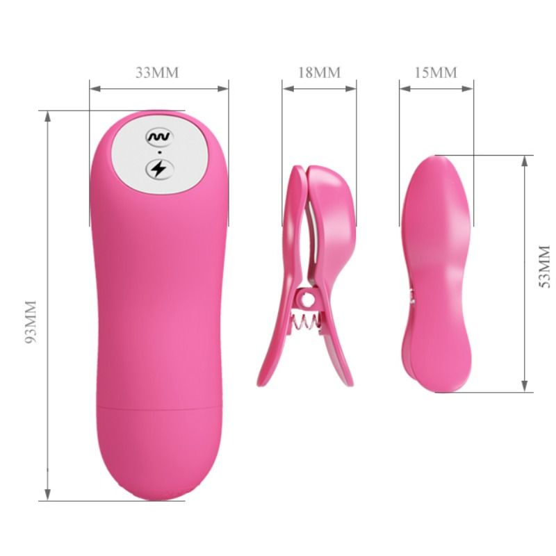 BAILE – Vibrierende Brustwarzenklammern mit Elektroschock, fuchsia