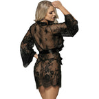 SUBBLIME Babydoll Lace Flared Sleeves – Spitzen-Negligé mit Tanga, Schwarz, S/M