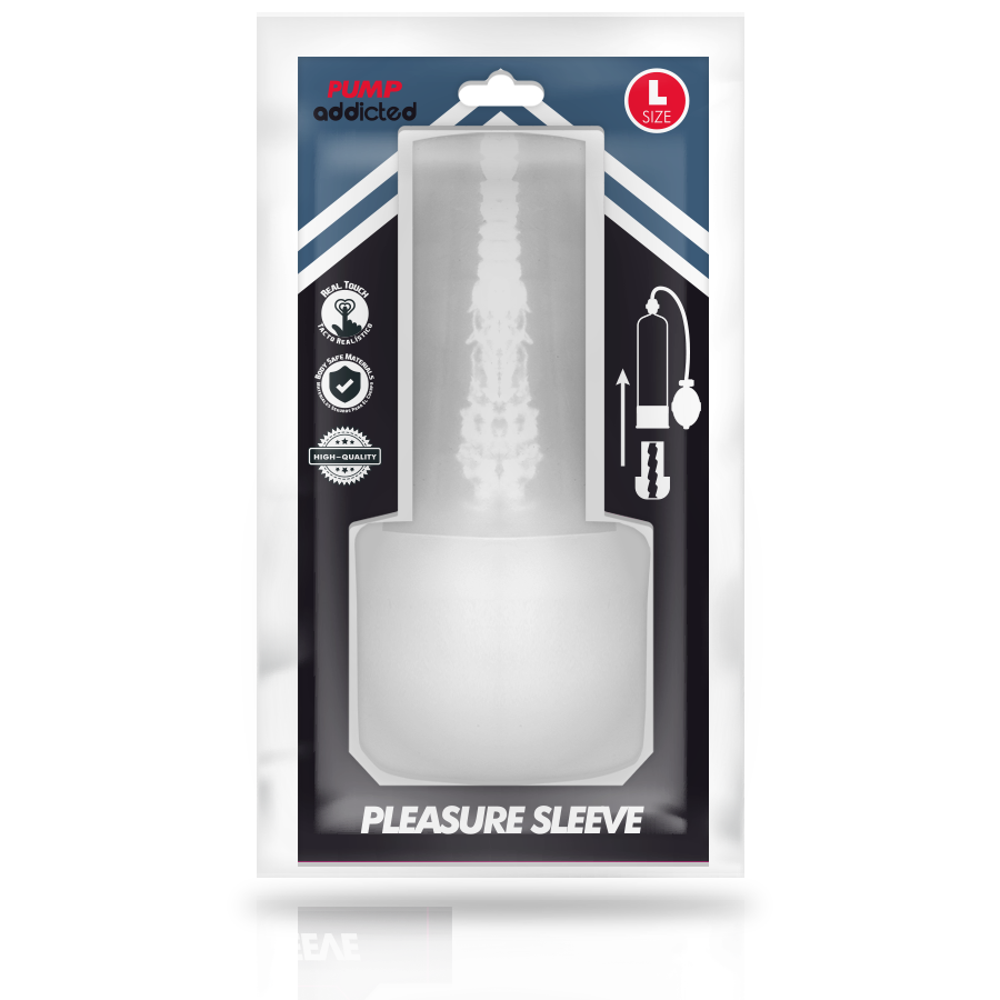 PUMP ADDICTED Pleasure Sleeve – Transparenter Masturbator, Grösse L