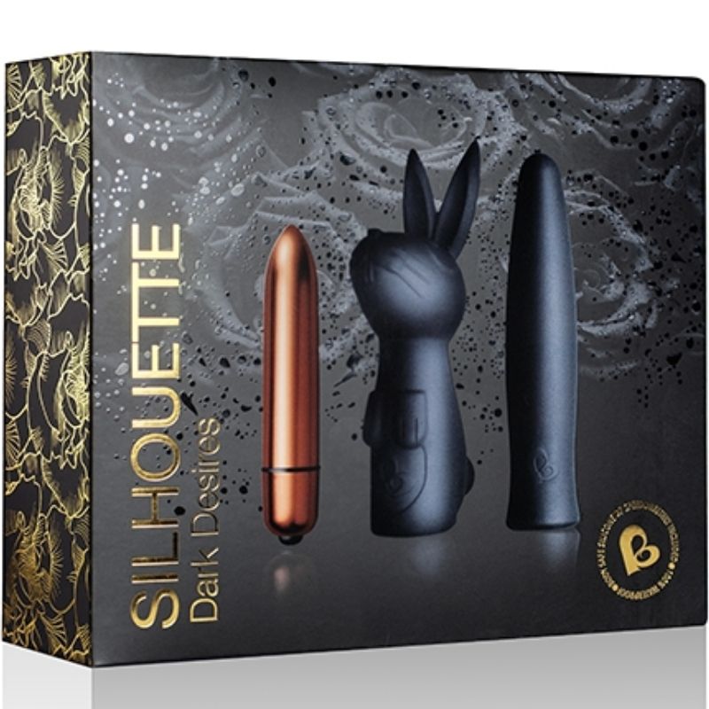 ROCKS-OFF Silhouette Dark Desire – Kaninchen-Vibrator-Set mit Etui
