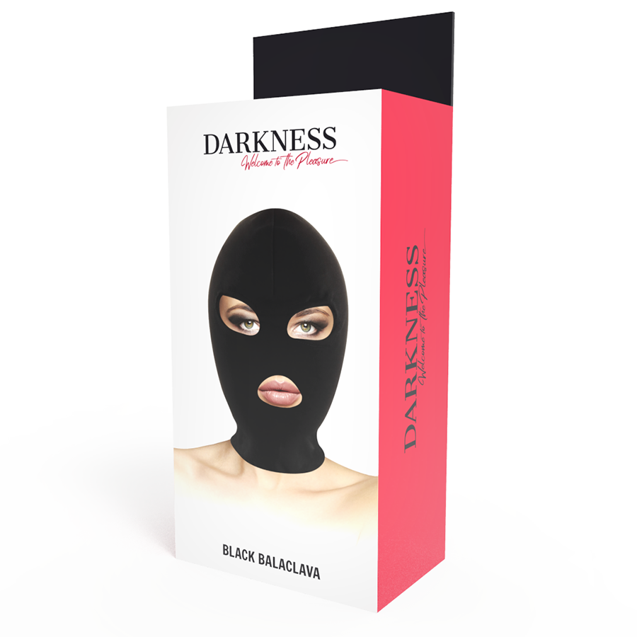 DARKNESS Submission-Maske – mit Mund- und Augenöffnung, Schwarz