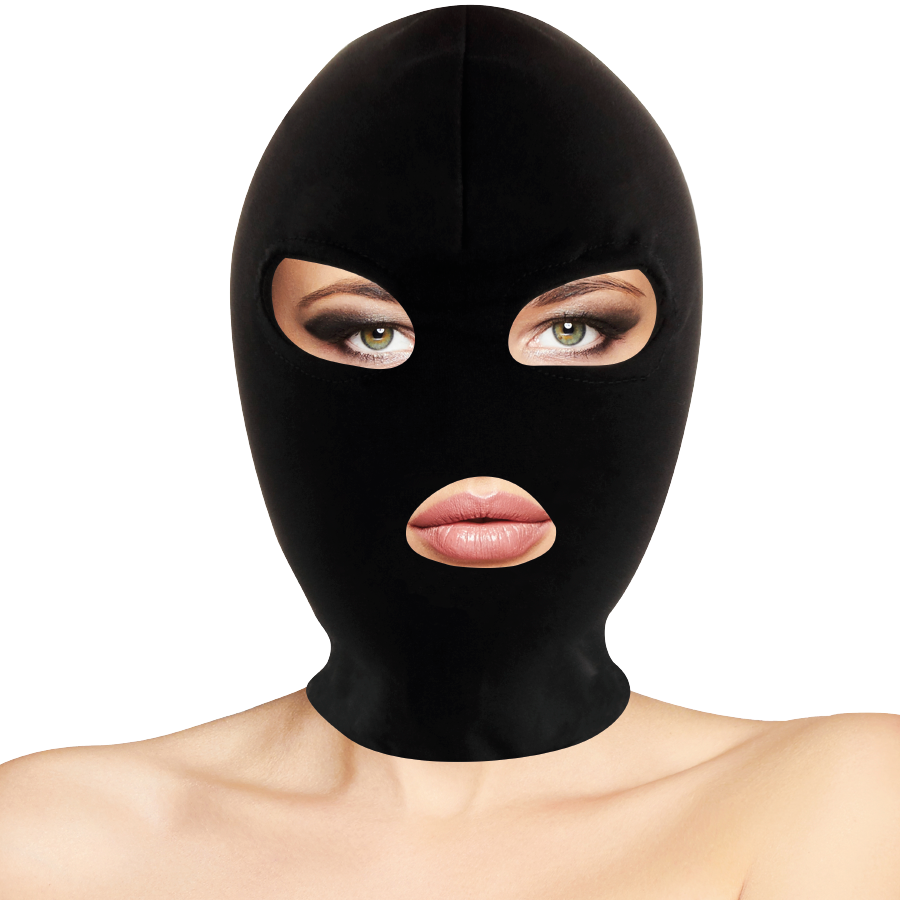 DARKNESS Submission-Maske – mit Mund- und Augenöffnung, Schwarz