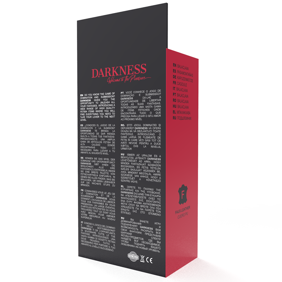 DARKNESS Unterwerfungsmaske – Satin, Schwarz