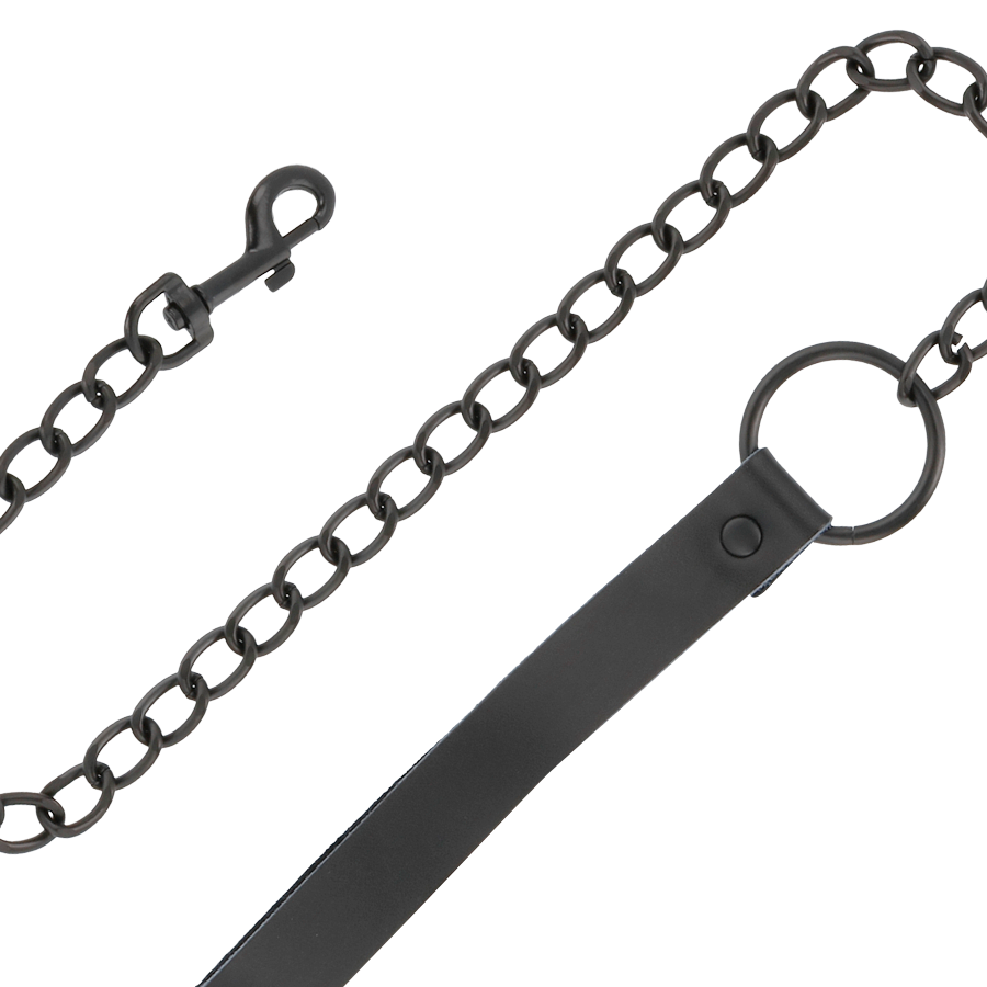 DARKNESS – Schwarzes Halsband mit Leine
