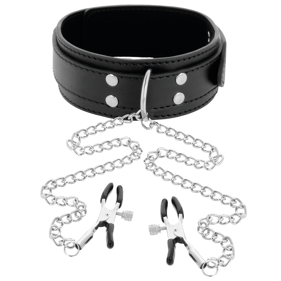 DARKNESS Halsband mit Nippelklammern – Schwarz, Einheitsgrösse