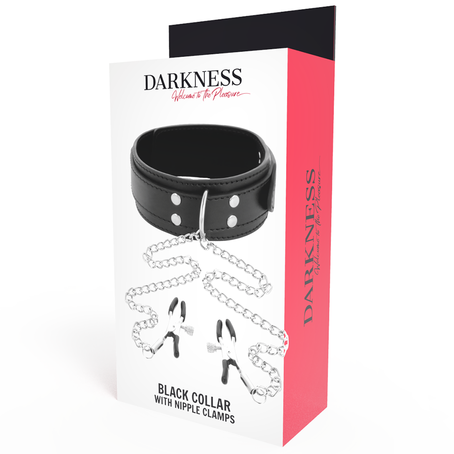 DARKNESS Halsband mit Nippelklammern – Schwarz, Einheitsgrösse