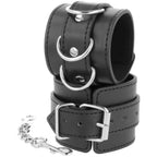 DARKNESS – Black adjustable leather ankle handcuffs