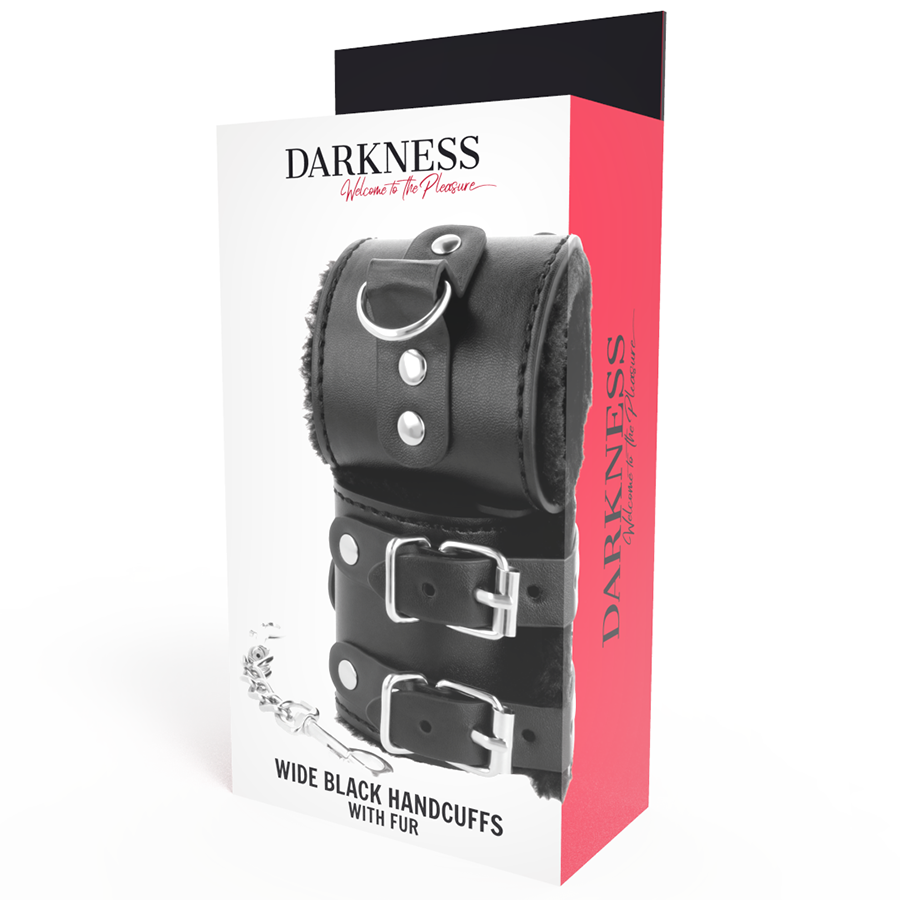 DARKNESS Lederhandschellen – Schwarz, mit Innenfutter