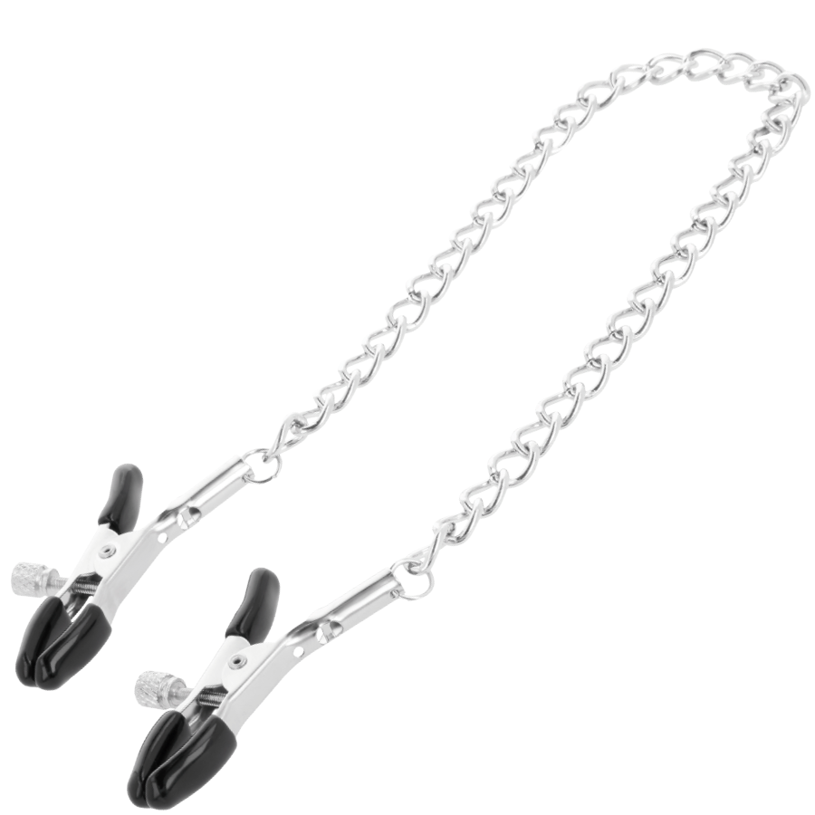 DARKNESS Nippelklemmen – Metall mit Kette, verstellbar