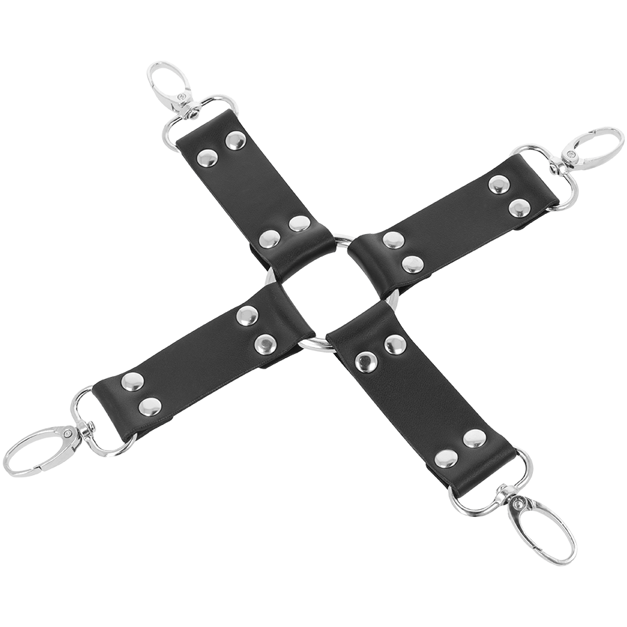 DARKNESS – MENOTTES EN CUIR POUR PIEDS ET MAINS NOIR