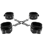 DARKNESS – MENOTTES EN CUIR POUR PIEDS ET MAINS NOIR