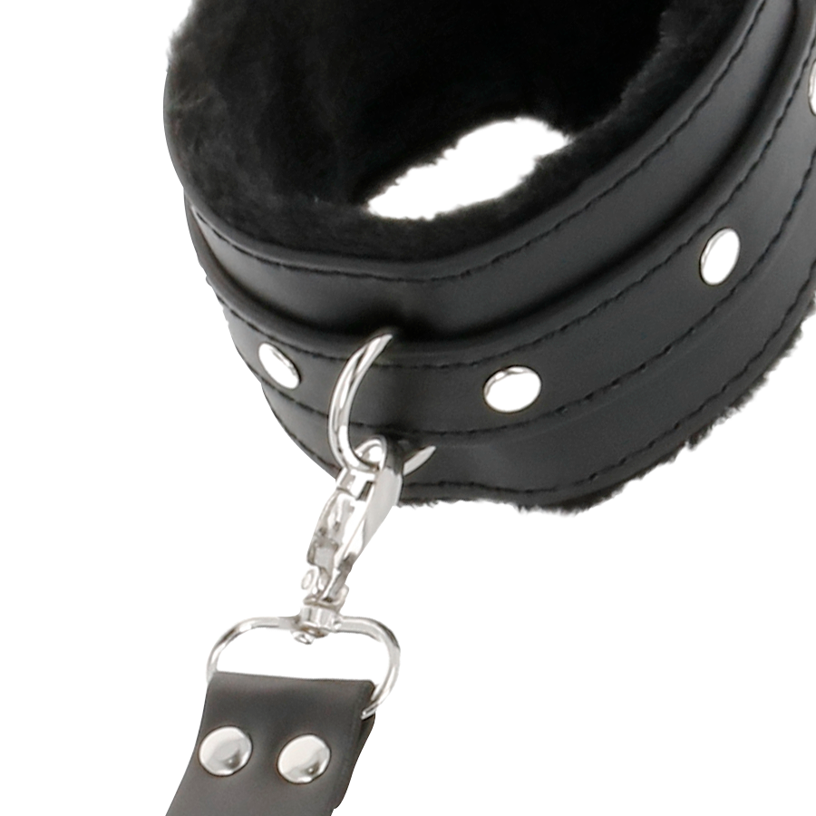 DARKNESS – MENOTTES EN CUIR POUR PIEDS ET MAINS NOIR