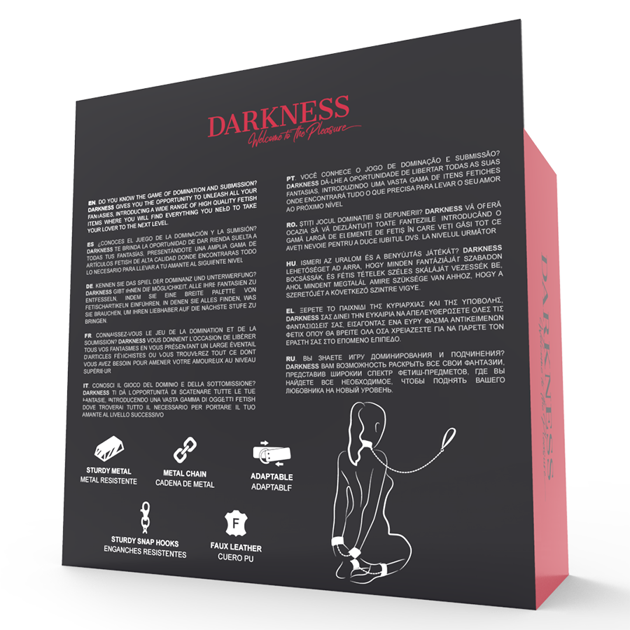 DARKNESS – MENOTTES ET COLLIER EN CUIR NOIR