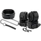 DARKNESS – MENOTTES ET COLLIER EN CUIR NOIR