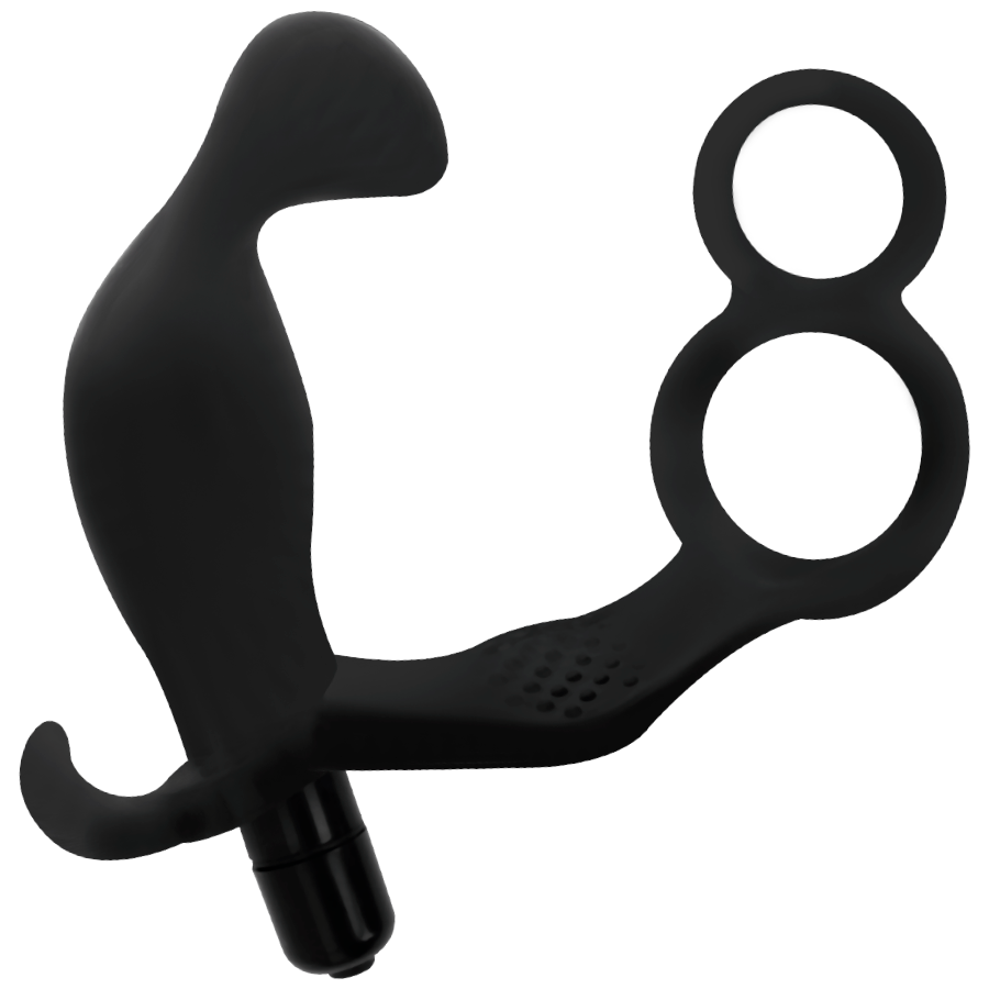 ADDICTED TOYS – Plug anale con doppio anello per pene e testicoli neri