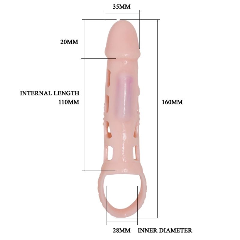 BAILE – Penisverlängerungshülle mit Vibration und Hodengurt, 13,5 cm