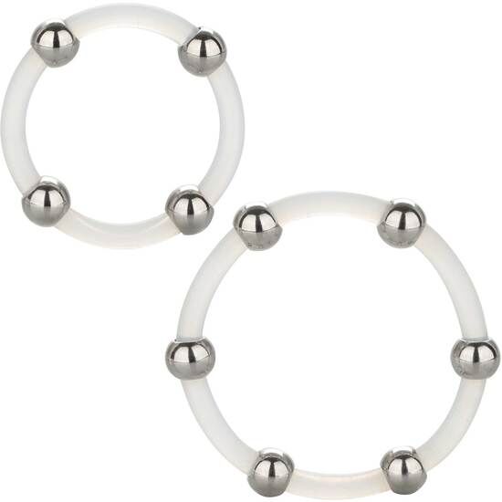 CALEXOTICS – Ensemble de bagues en silicone perlées en acier