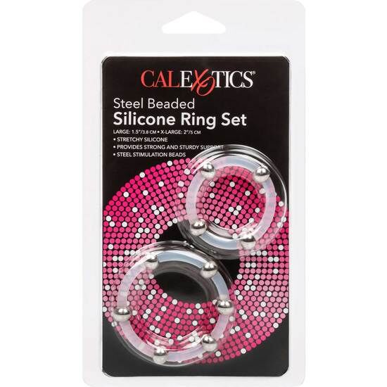 CALEXOTICS – Ensemble de bagues en silicone perlées en acier