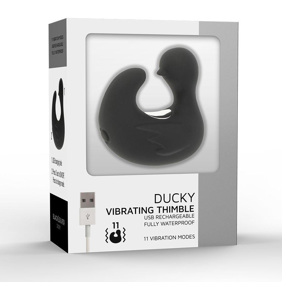 BLACK&SILVER – Duckymania rechargeable silicone stimulating duck thimble