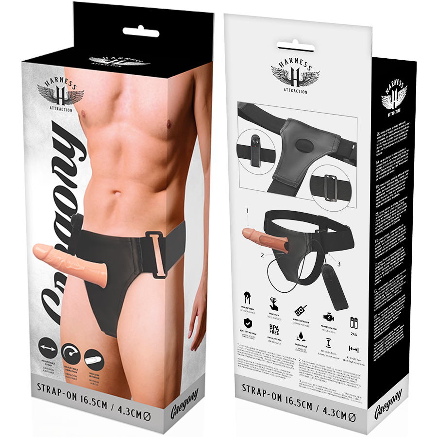 HARNESS ATTRACTION Gregory – Hollow rnes with Vibrator 16.5 cm -o- 4.3 cm