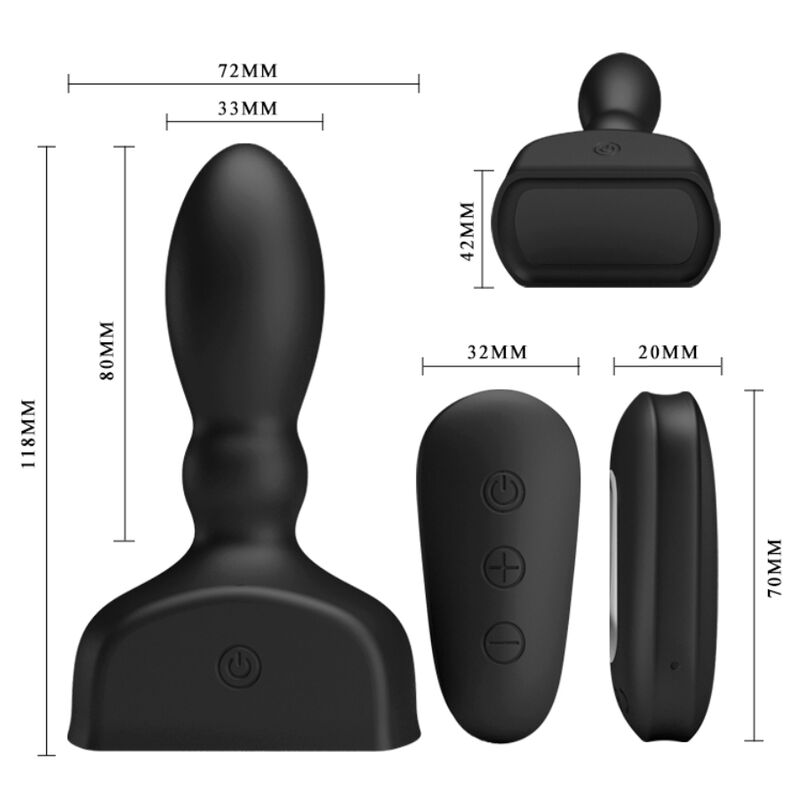 MR PLAY Aufblasbarer Analstecker – mit Fernbedienung, schwarz
