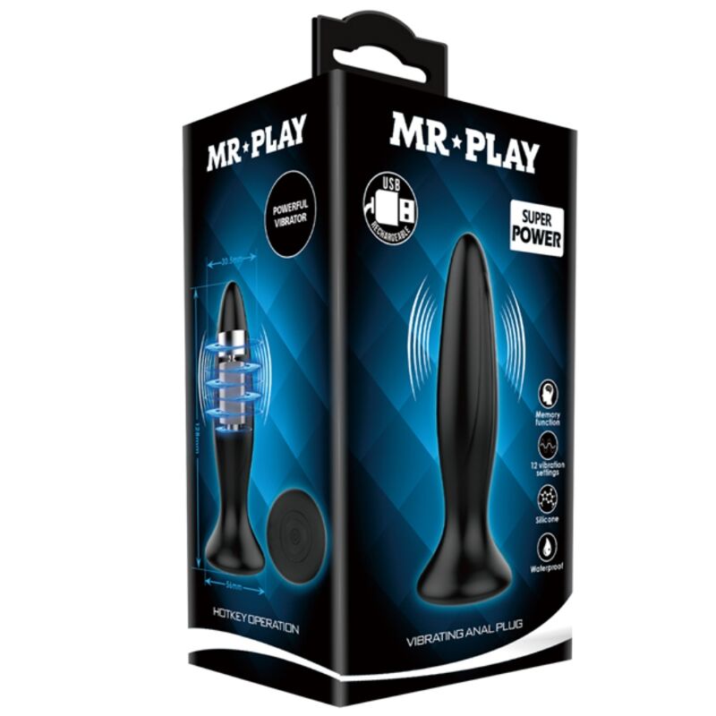 MR PLAY – Rechargeable black vibrator anal plug