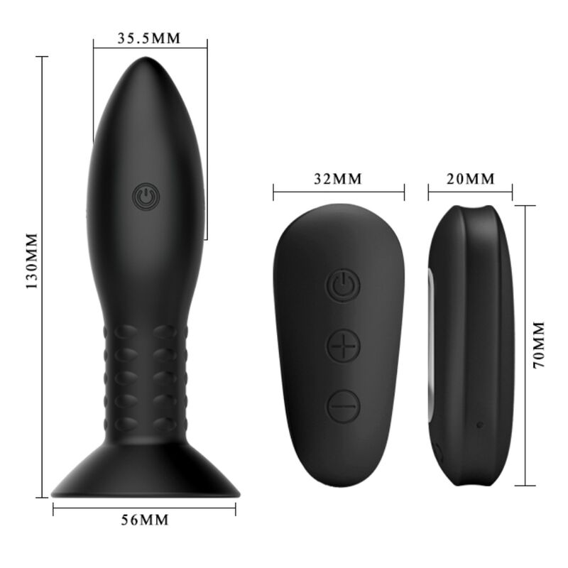 MR PLAY Analstecker mit rotierenden Perlen – inkl. Fernbedienung, schwarz