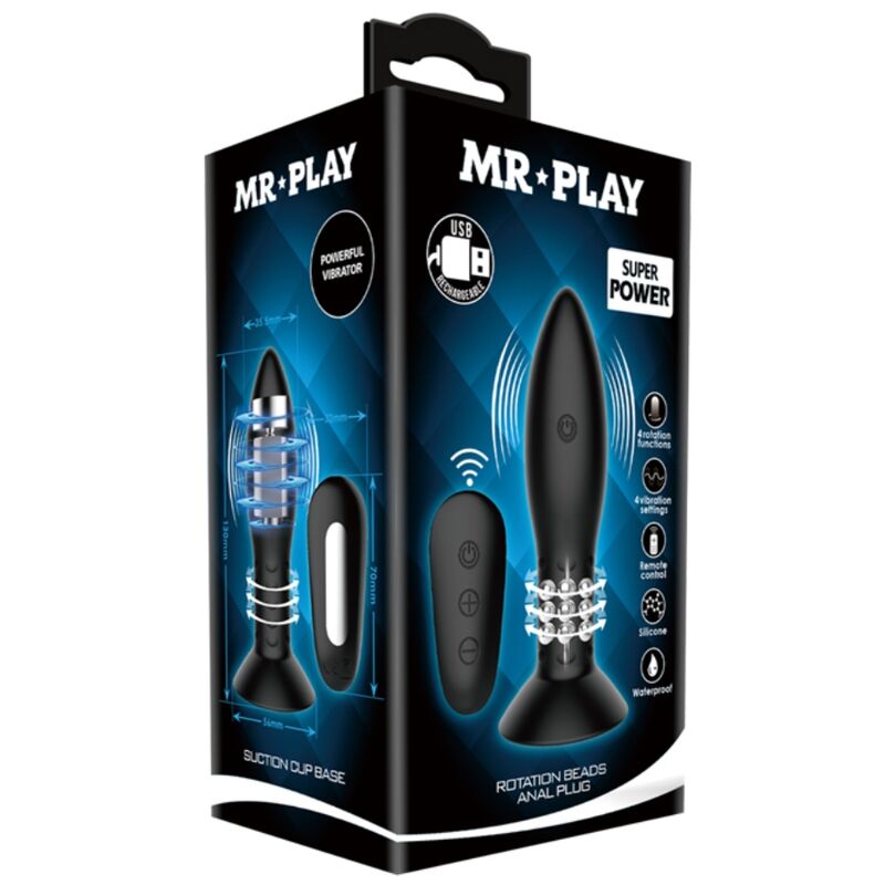 MR PLAY Analstecker mit rotierenden Perlen – inkl. Fernbedienung, schwarz