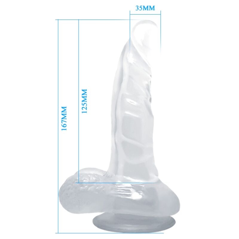 BAILE – Realistischer Dildo mit Saugnapf und Hoden, 16.7 cm, transparent