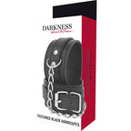 DARKNESS – Black textured leather handcuffs