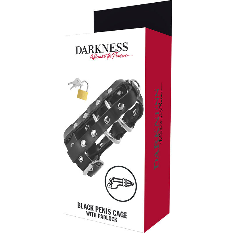 DARKNESS – Leather chastity cage with lock