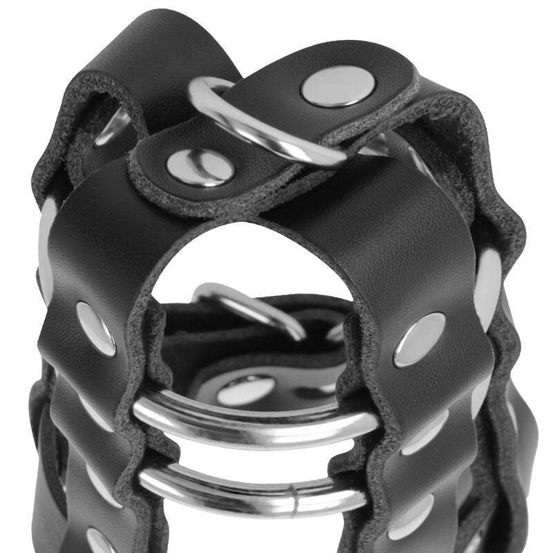 DARKNESS – Leather chastity cage with lock
