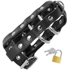 DARKNESS – Leather chastity cage with lock