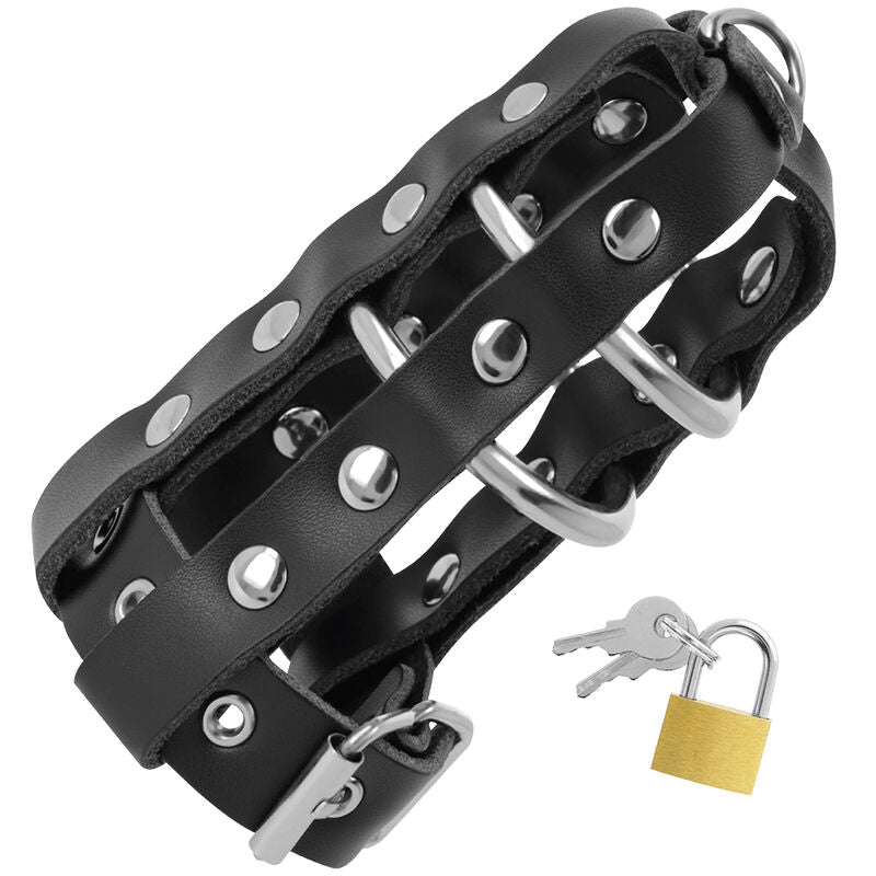 DARKNESS – Leather chastity cage with lock