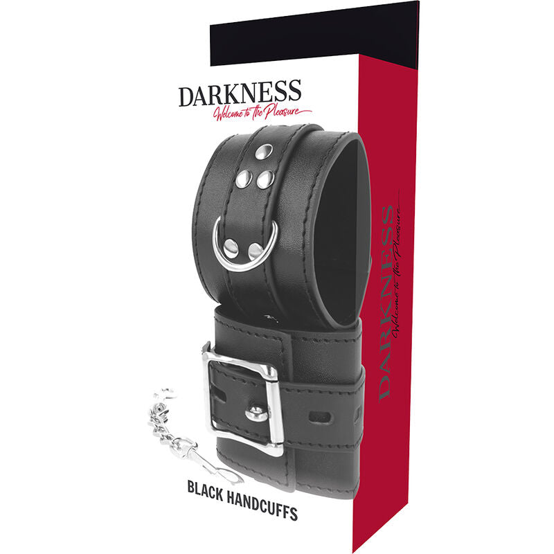 DARKNESS BONDAGE – Handschellen aus schwarzem Kunstleder