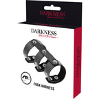 DARKNESS BONDAGE – Verstellbarer Doppel-Penis- und Hodenring aus Kunstleder