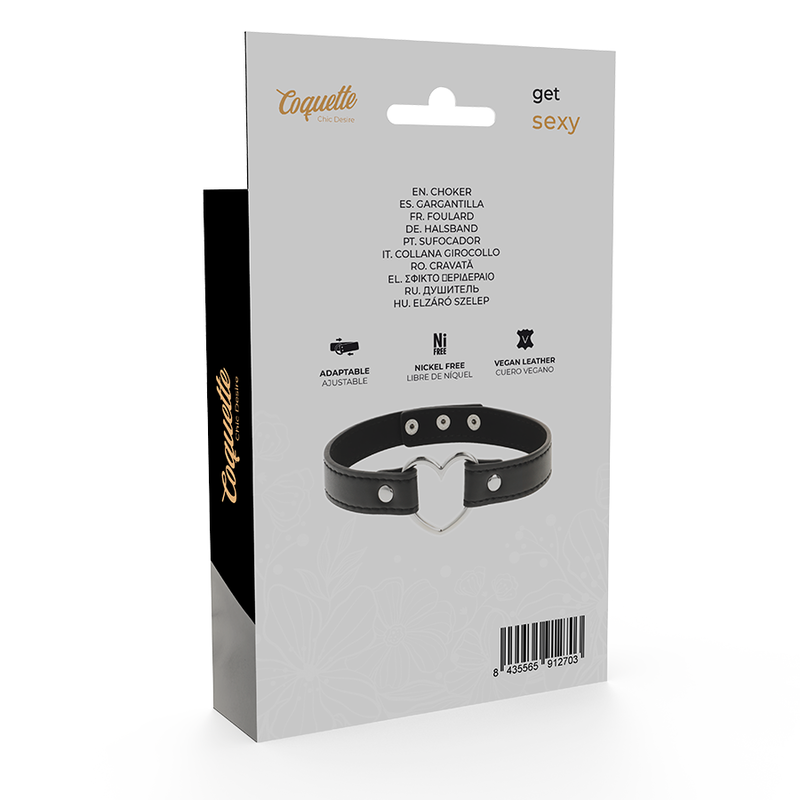 COQUETTE CHIC DESIRE – Fetisch-Halsband aus veganem Leder mit Herz-Anhänger